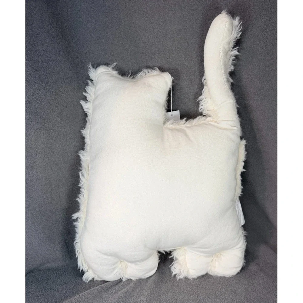 Urban Outfitters UO Home Furry Cat Pillow White Shag Plush Throw NWT